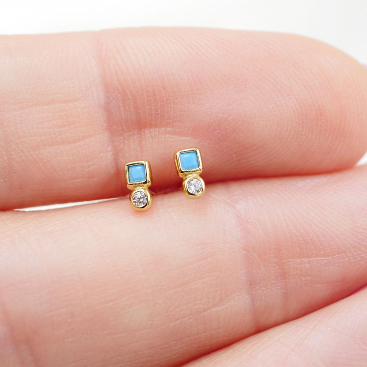 Tiny Turquoise Stud Earrings