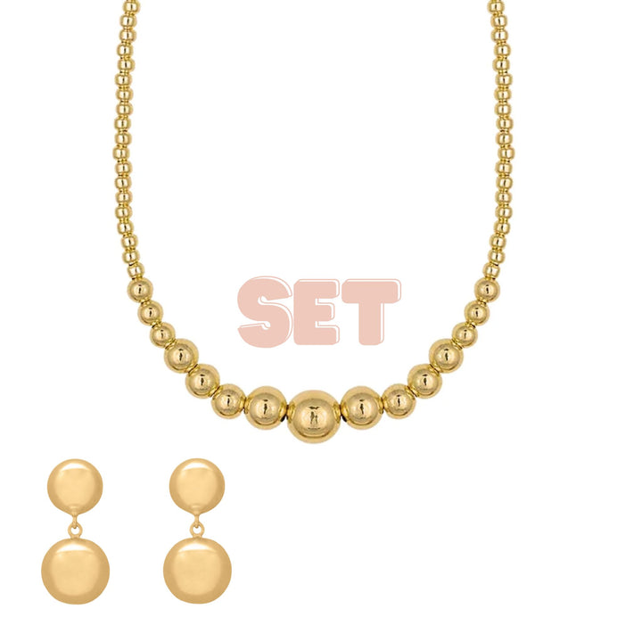 Gold Beaded Necklace and Earring Set