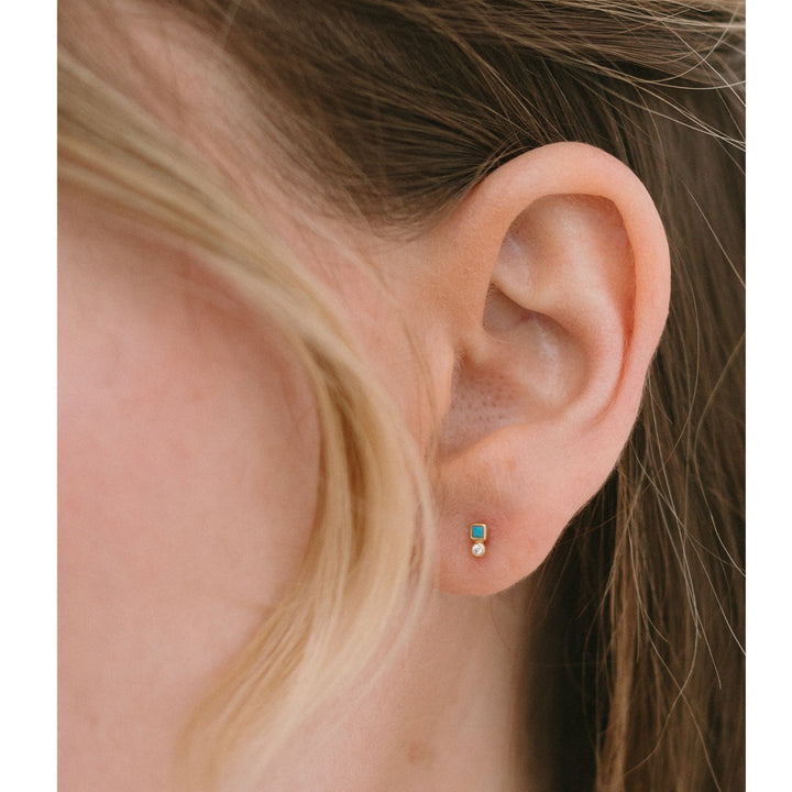 Tiny Turquoise Stud Earrings