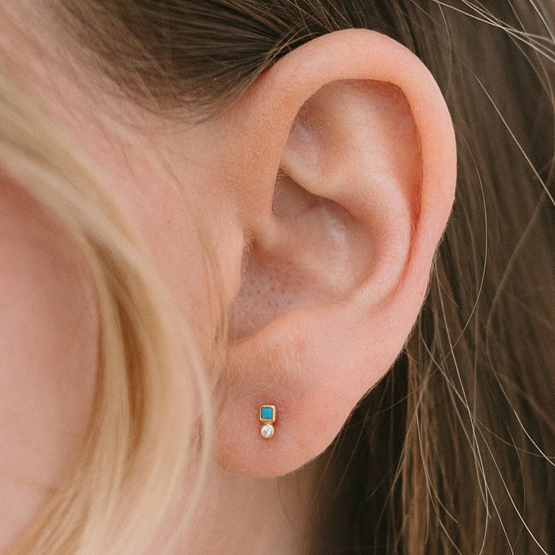Tiny Turquoise Stud Earrings