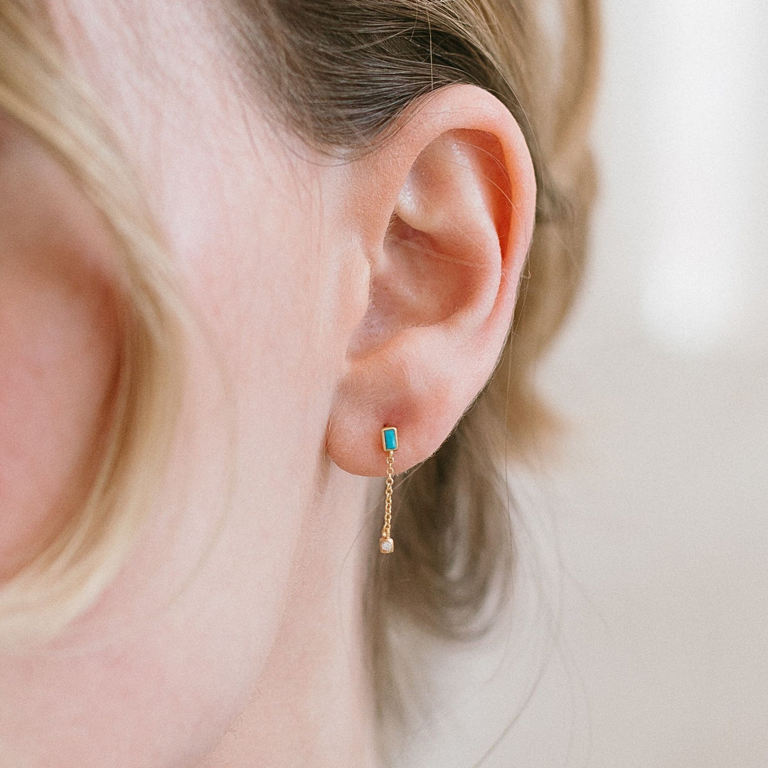 Tiny Turquoise Chain Drop Earrings