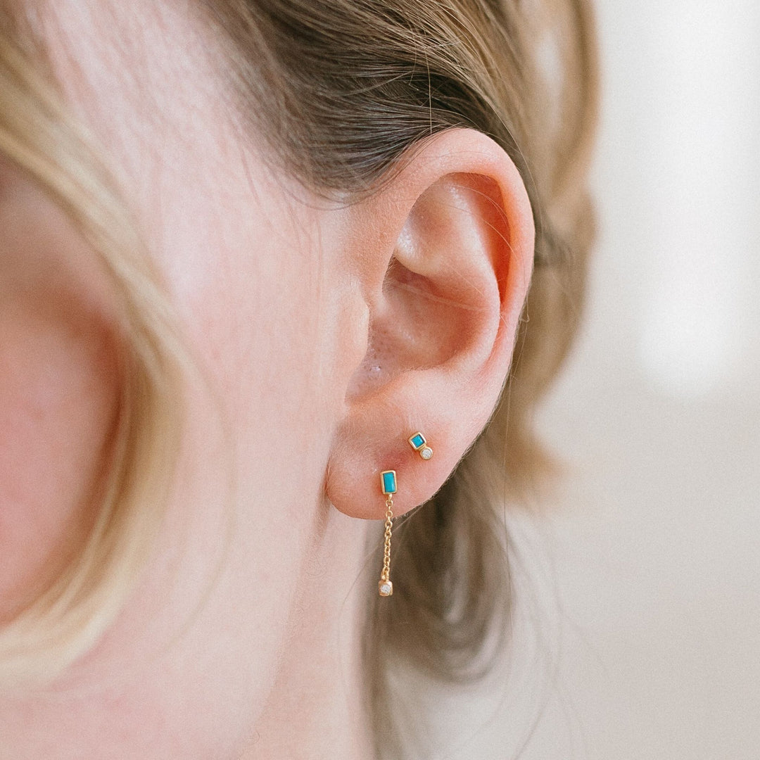 Tiny Turquoise Chain Drop Earrings