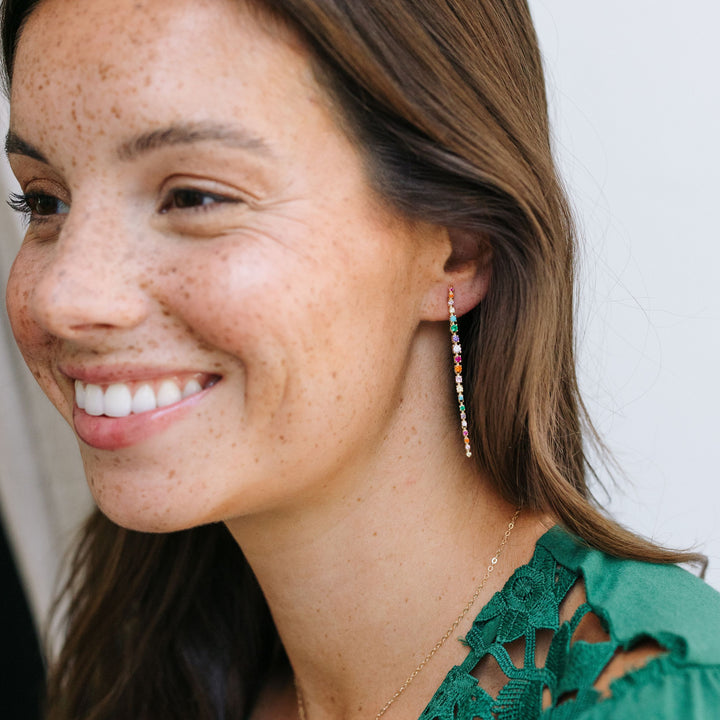 Rainbow Tennis Drop Earrings