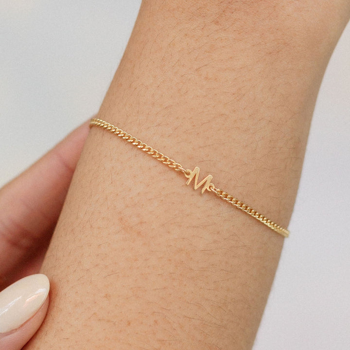Dainty Sideways Initial Bracelet