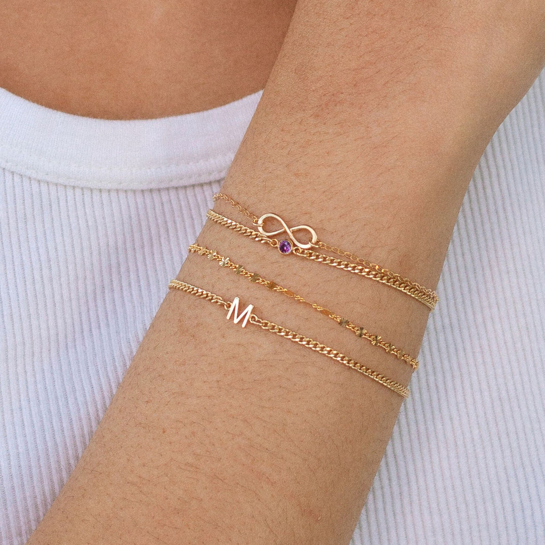 Dainty Sideways Birthstone Bracelet