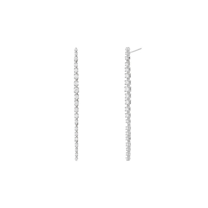 White Crystal Tennis Drop Earrings