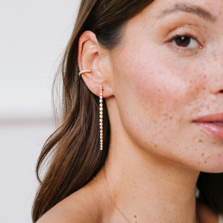 White Crystal Tennis Drop Earrings