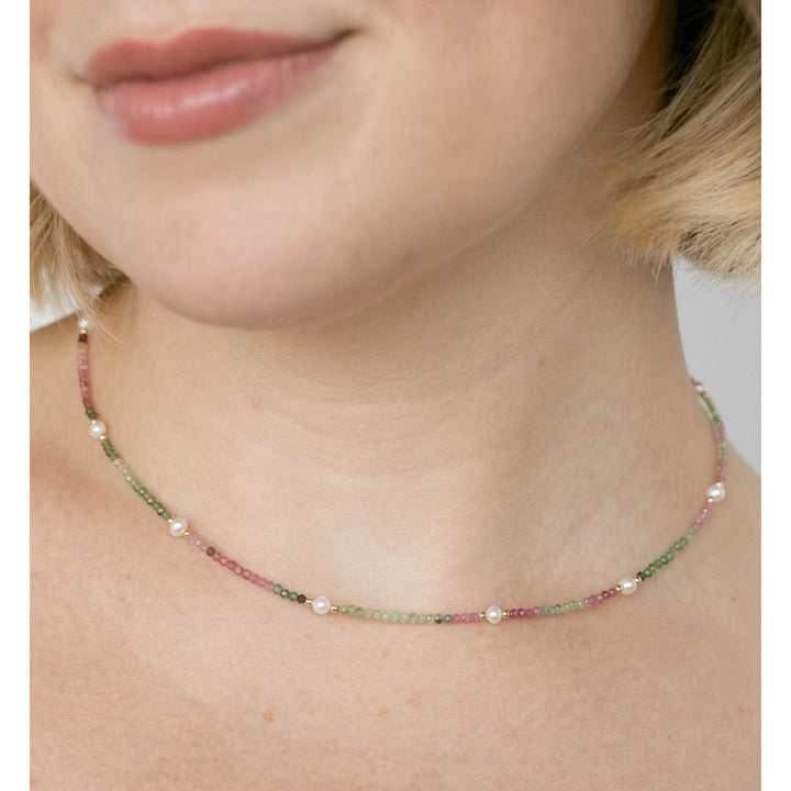 Tourmaline and Pearl Beaded Necklace