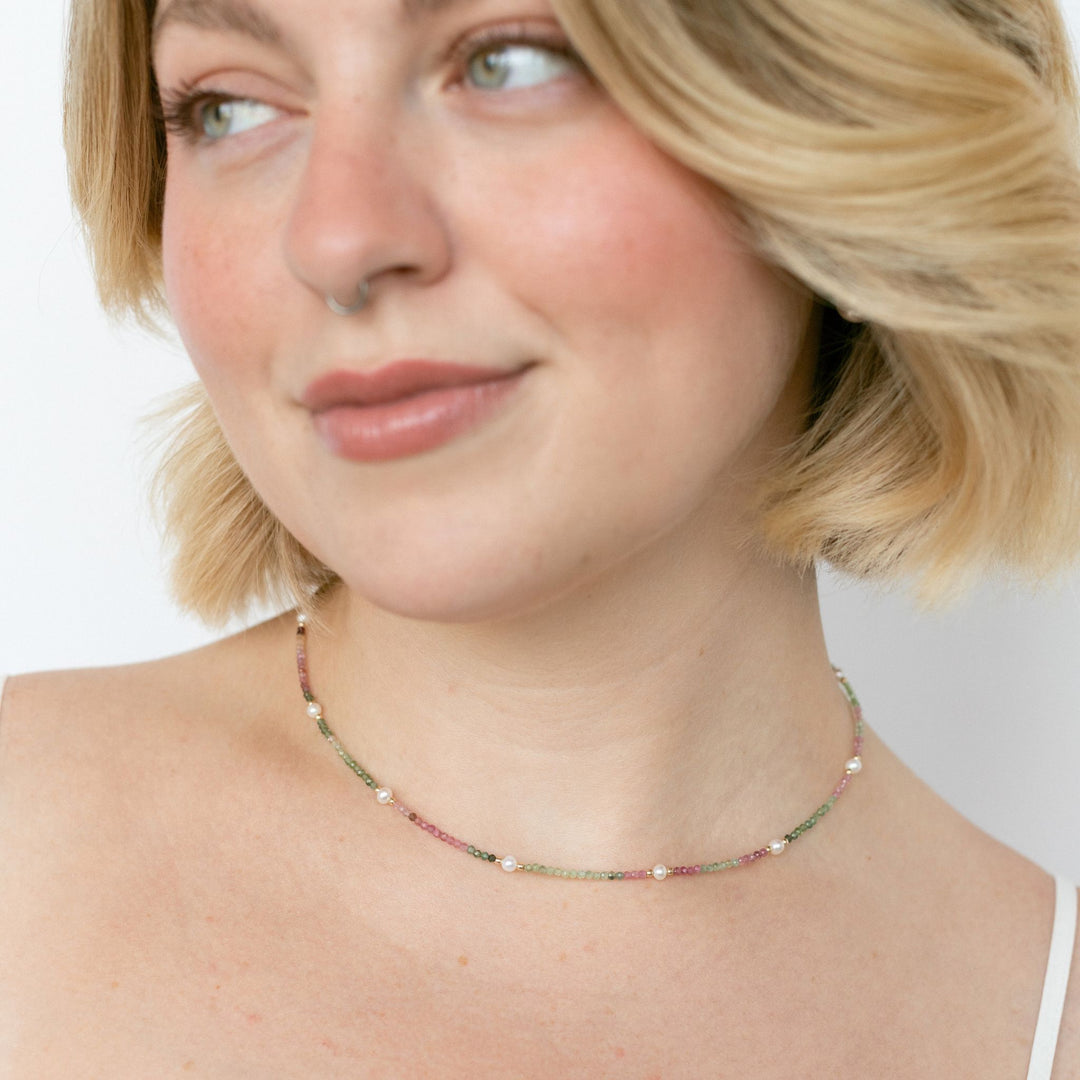 Tourmaline and Pearl Beaded Necklace