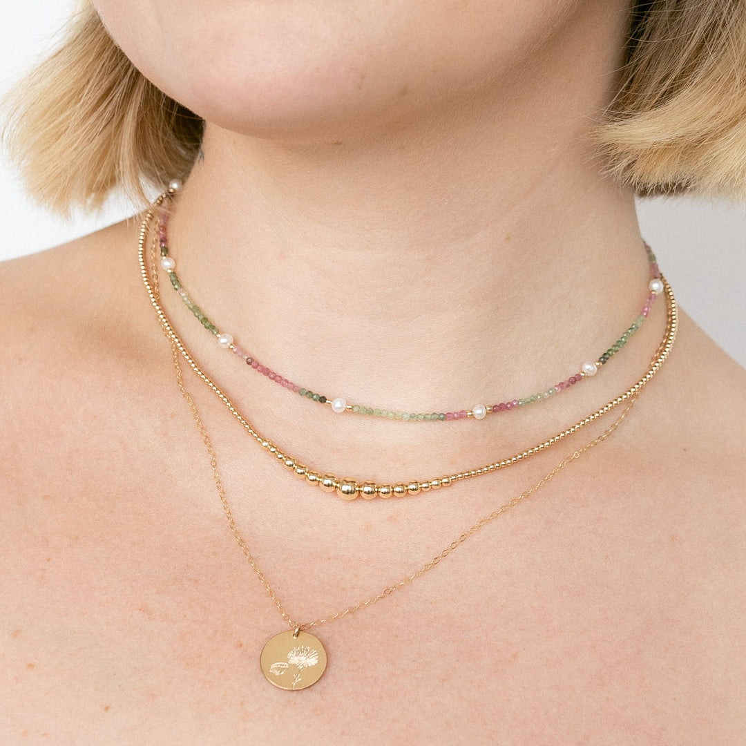 Tourmaline and Pearl Beaded Necklace