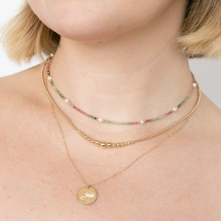 Tourmaline and Pearl Beaded Necklace