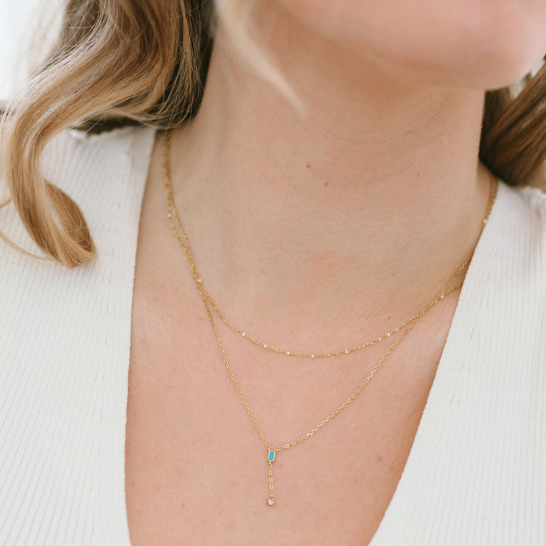 Tiny Turquoise Lariat Necklace