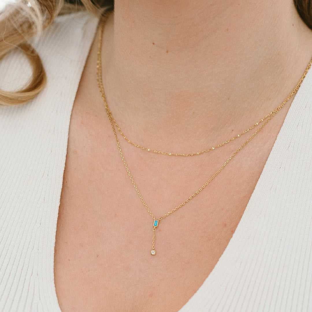 Tiny Turquoise Lariat Necklace