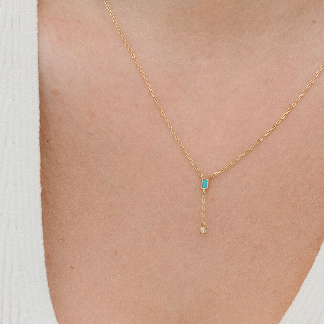 Tiny Turquoise Lariat Necklace