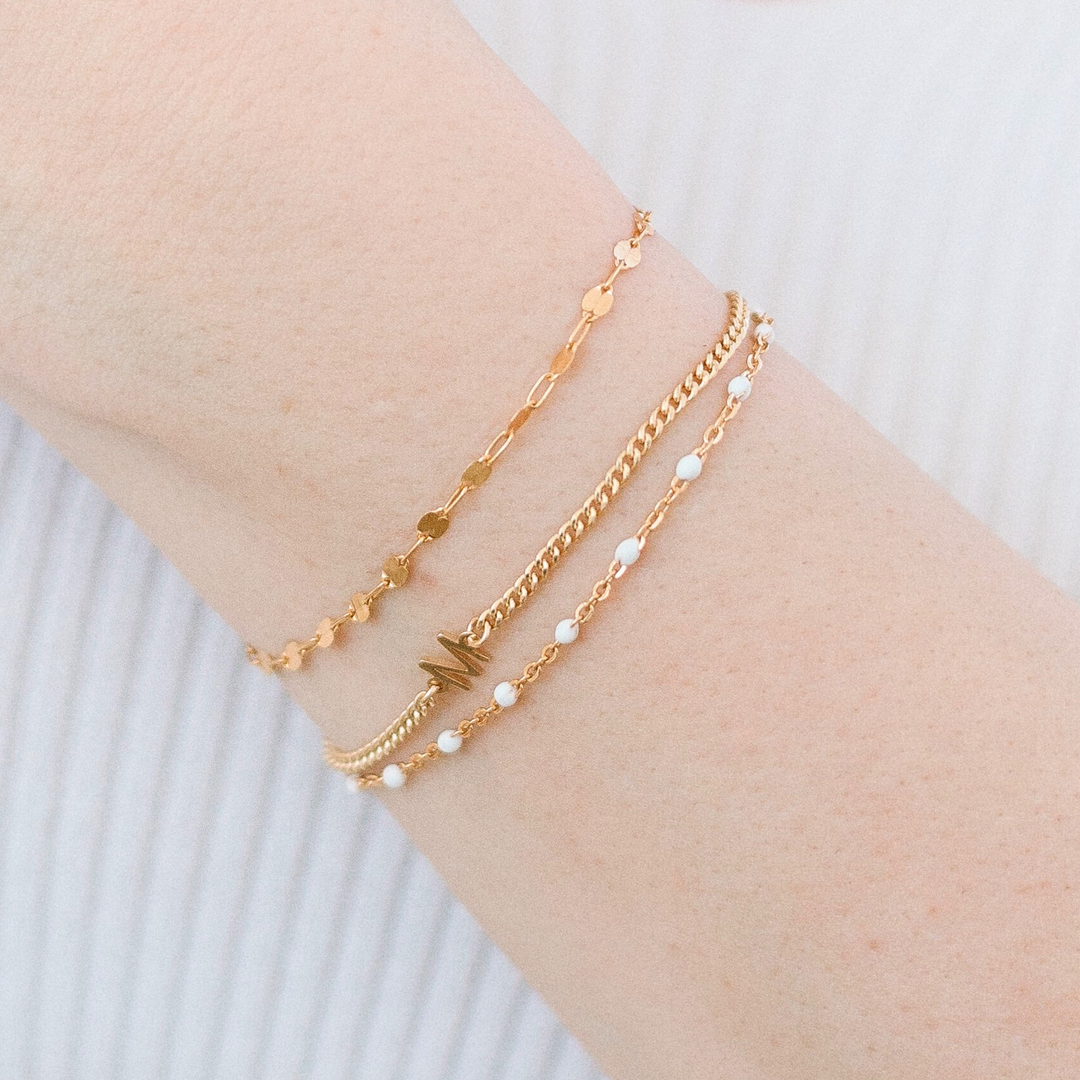 White Enamel Beaded Bracelet