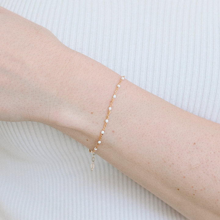 White Enamel Beaded Bracelet