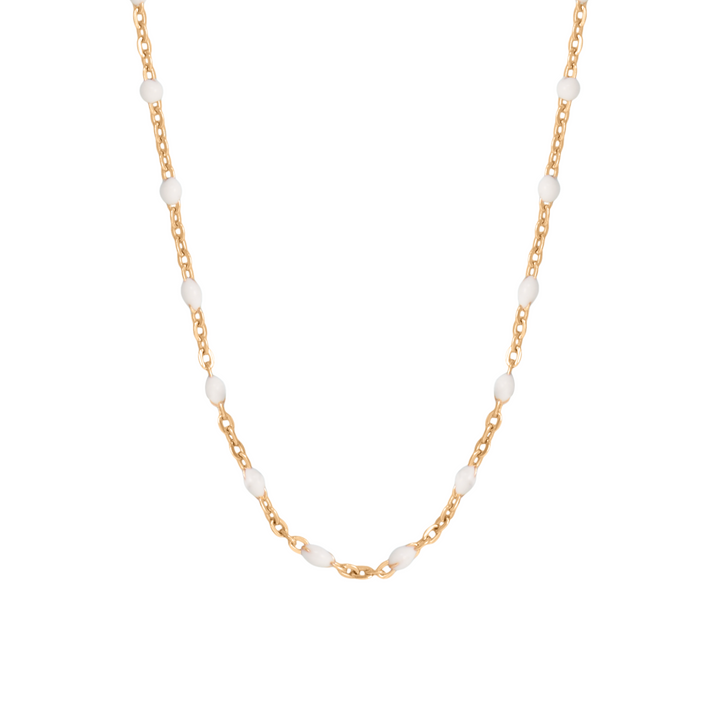 White Enamel Beaded Necklace