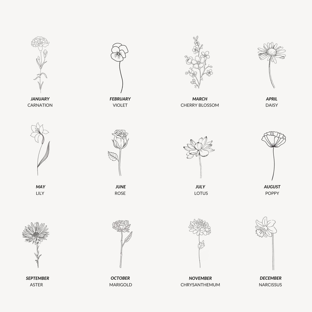 Dani Rectangle Birthflower Bouquet Necklace