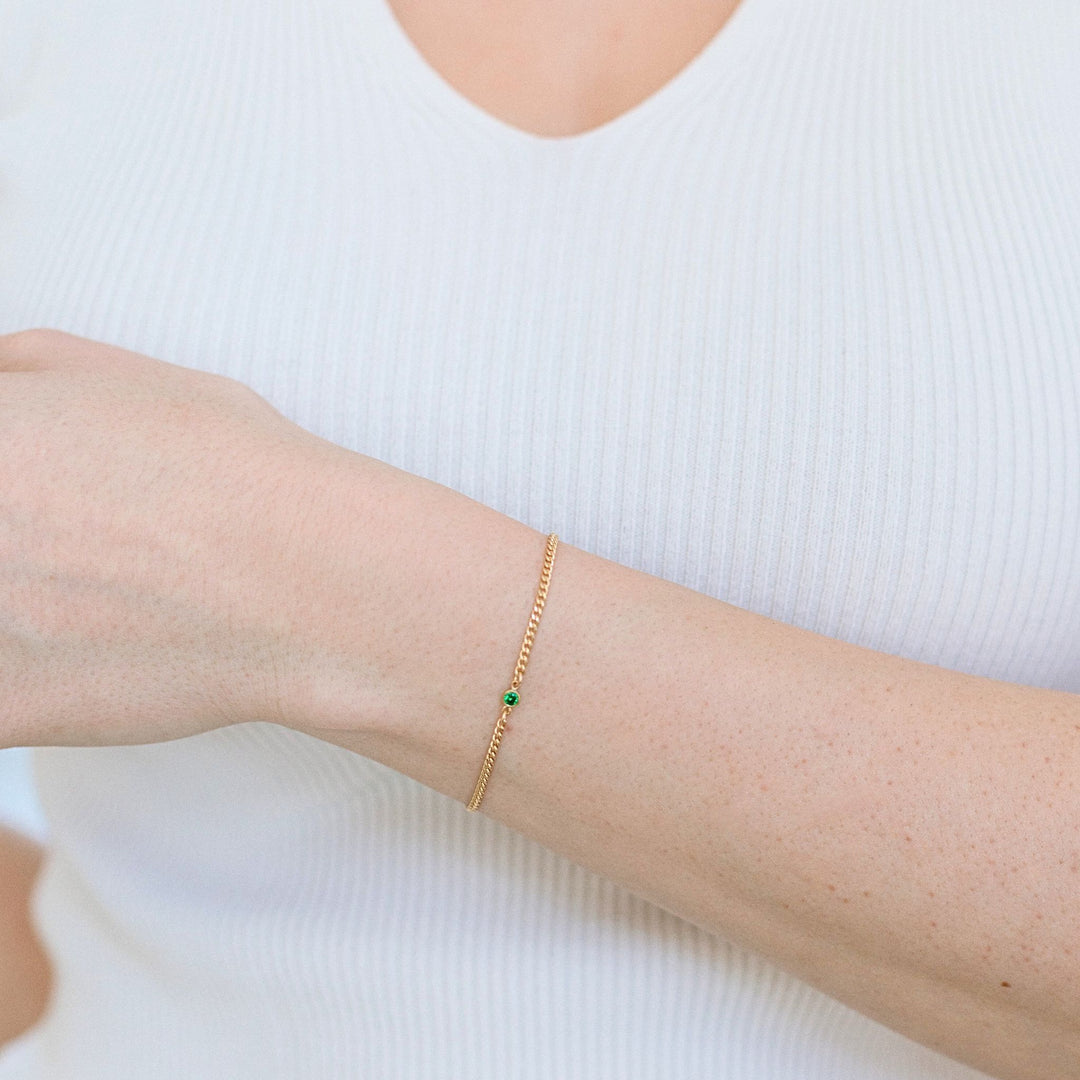 Dainty Sideways Birthstone Bracelet