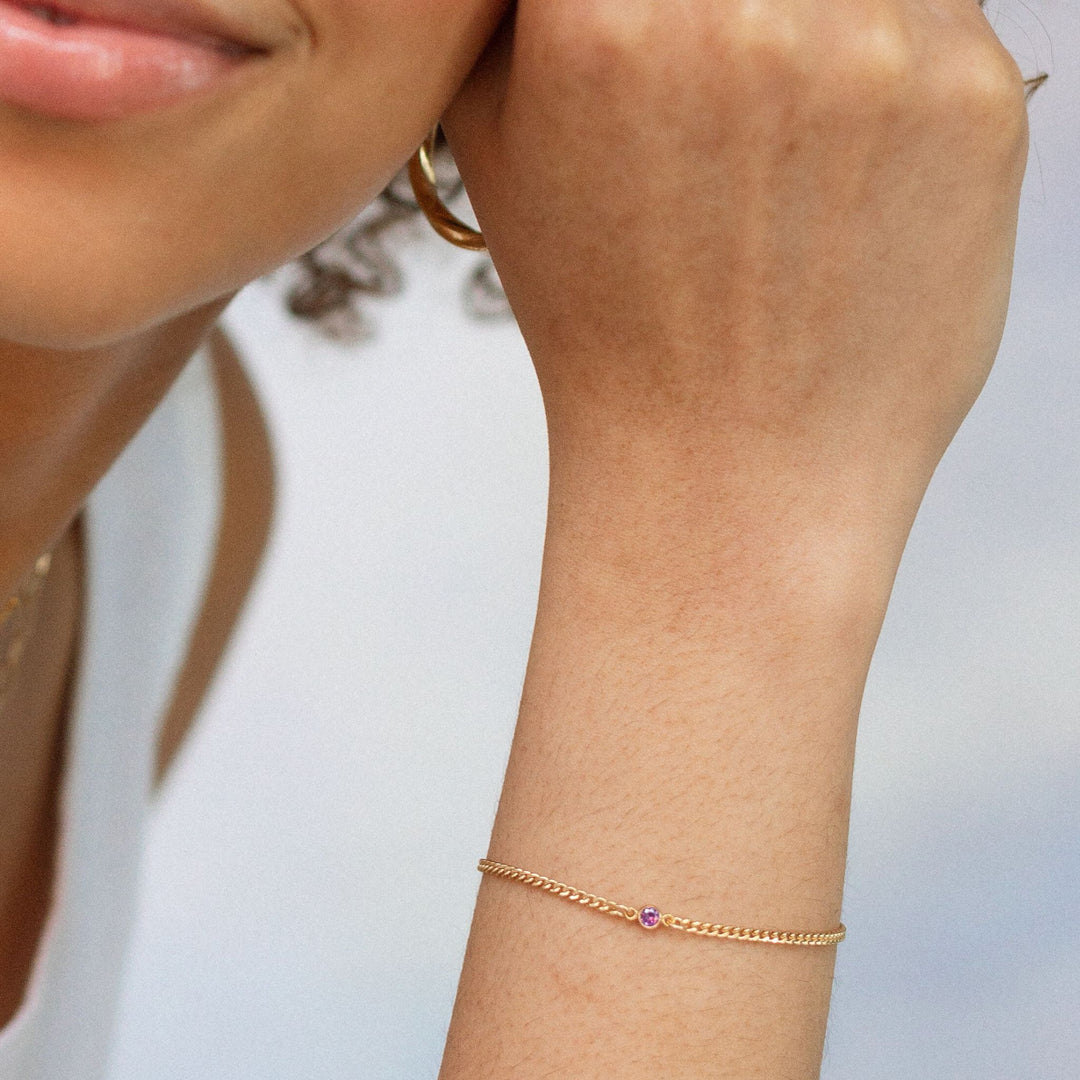 Dainty Sideways Birthstone Bracelet