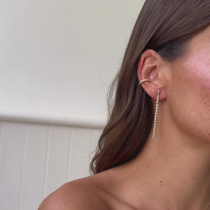 White Crystal Tennis Drop Earrings