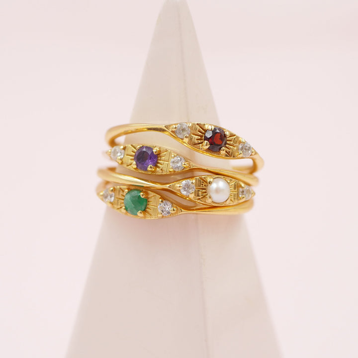 Evil Eye Birthstone Ring