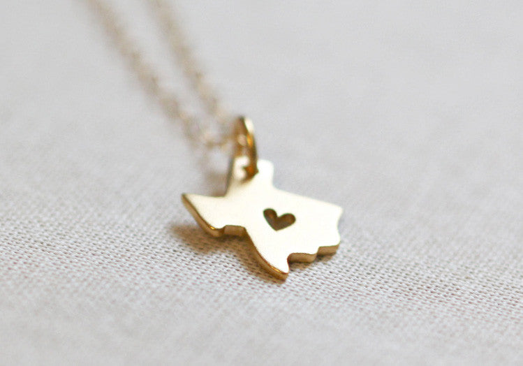 I Heart Texas Necklace Gold