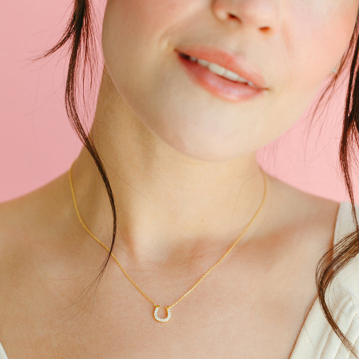 Mini CZ Horseshoe Necklace