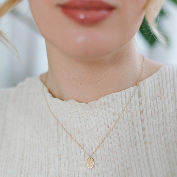 Mini Birthflower Oval Necklace