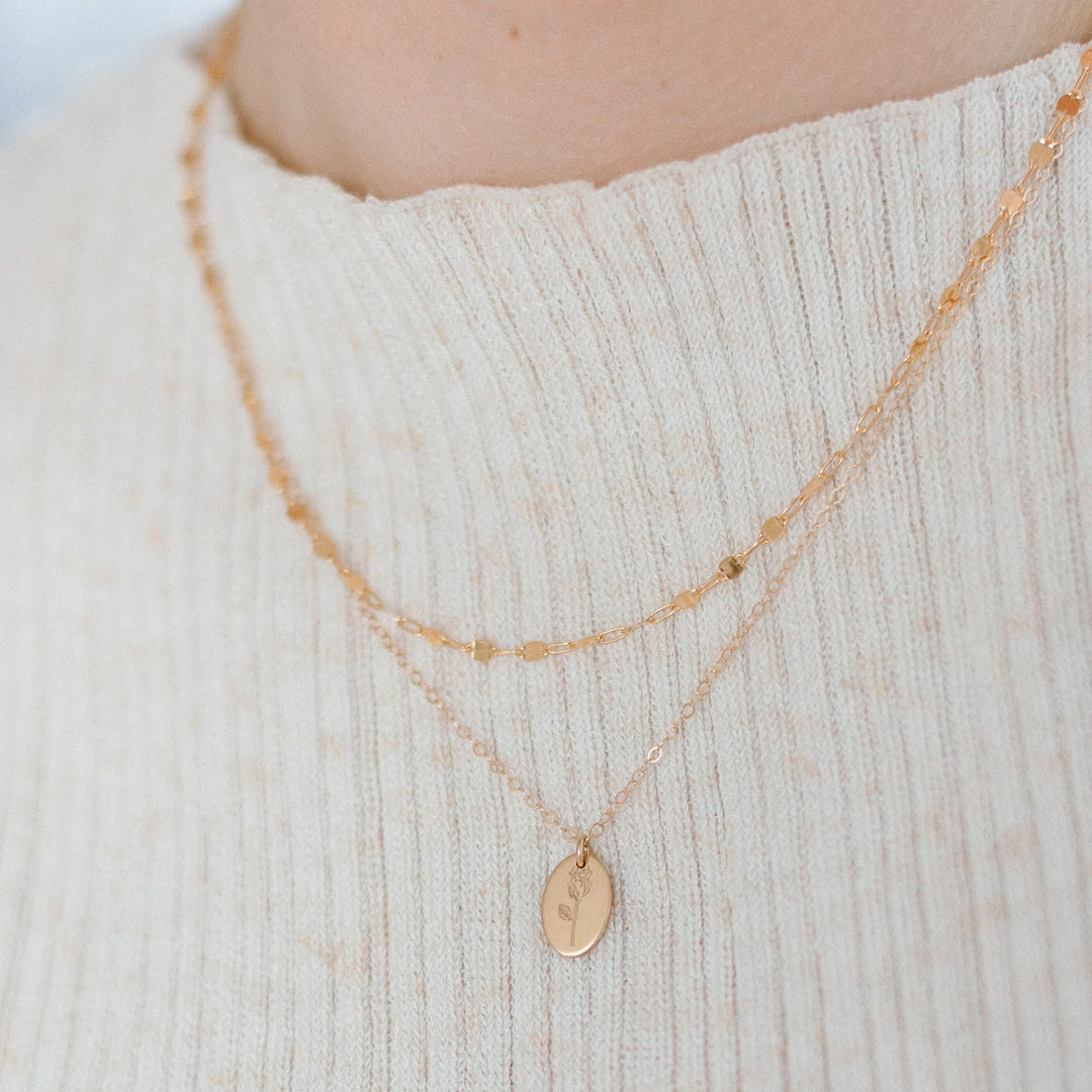 Mini Birthflower Oval Necklace