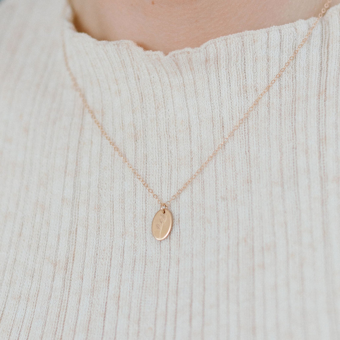 Mini Birthflower Oval Necklace