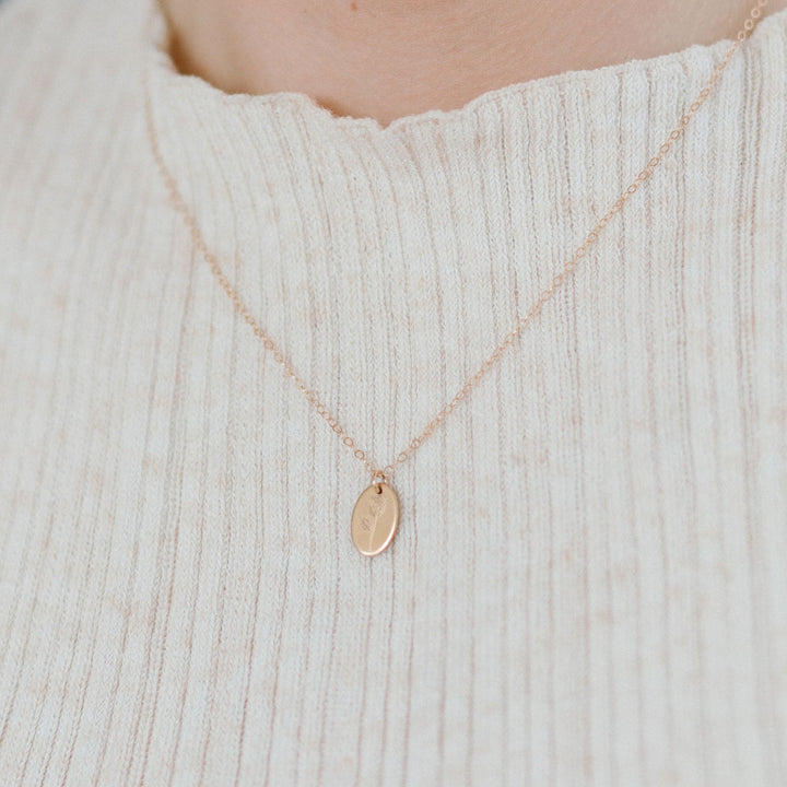 Mini Birthflower Oval Necklace