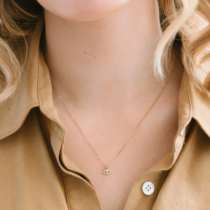 Mini CZ Evil Eye Necklace