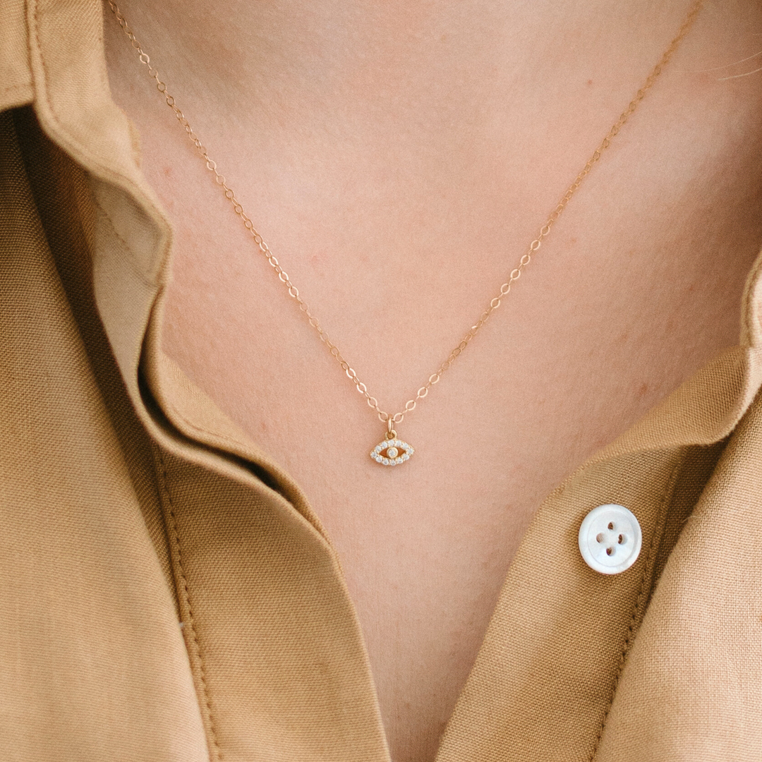 Mini CZ Evil Eye Necklace