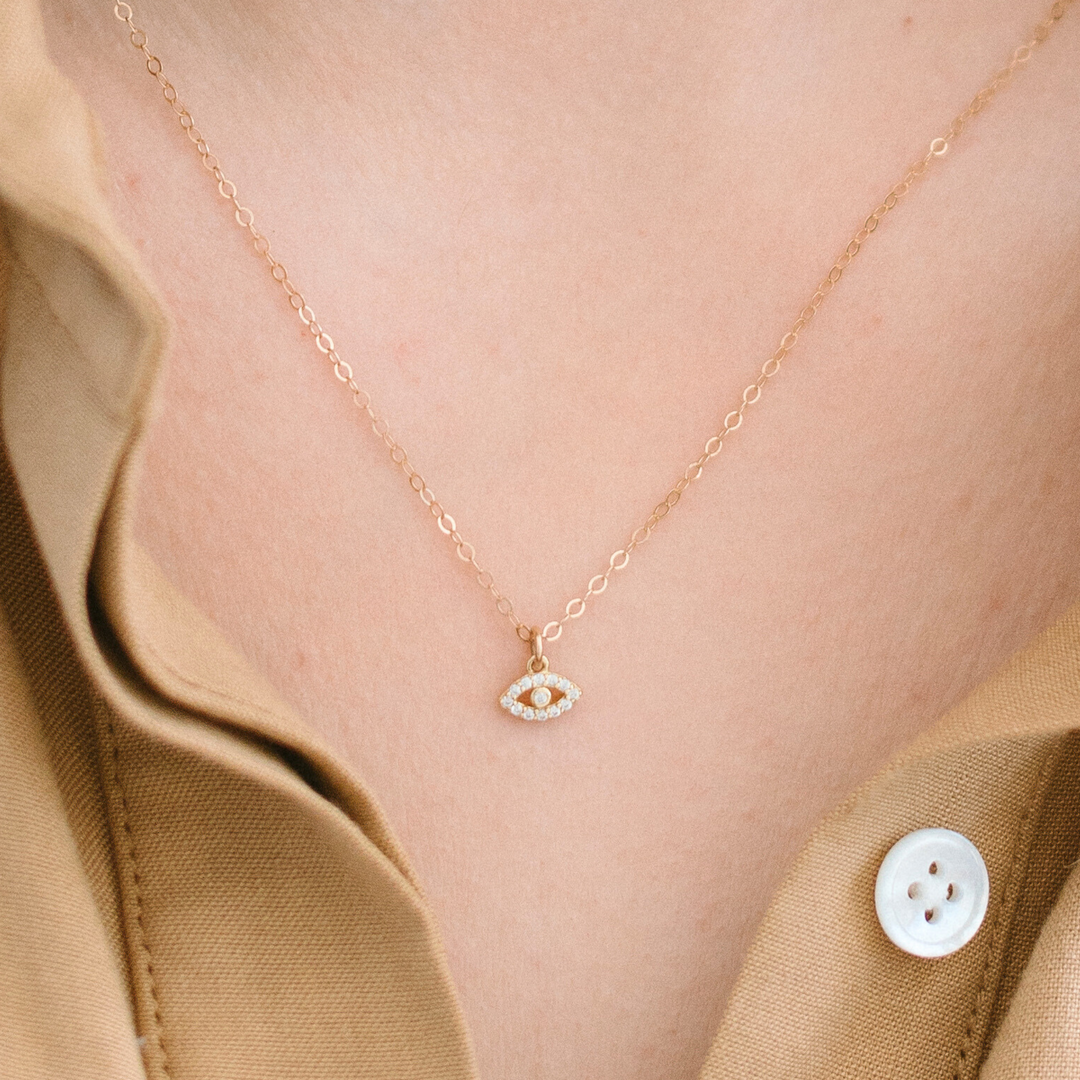 Mini CZ Evil Eye Necklace
