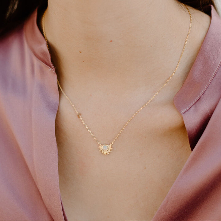 Opal Sunburst Necklace and Earring Set