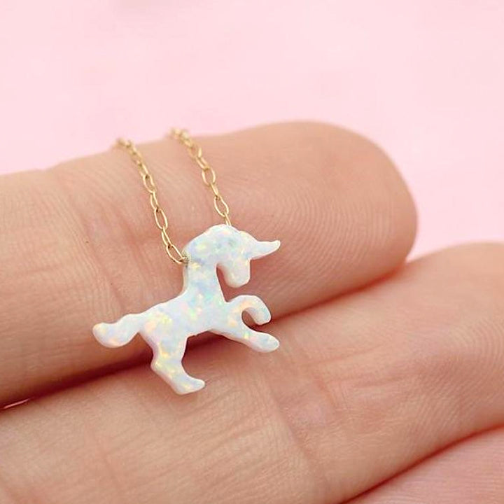 Opal Unicorn Necklace