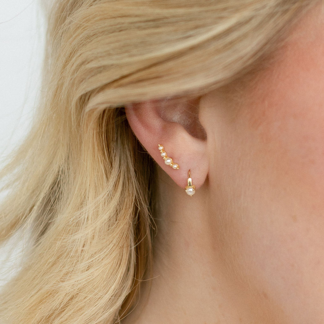 Pearl Climber Stud Earrings